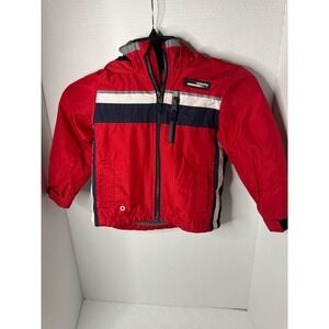 London Fog Kids Red Blue White Stripe Hooded Jacket Size 3T